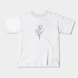 Wildflower Line Art | Floral Botanical Minimalist Lineart Kids T-Shirt